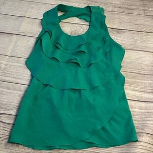 Akira Green Ruffle Back Cut Out Top